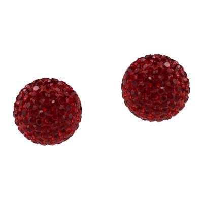 RED CRYSTAL BALL EARRINGS