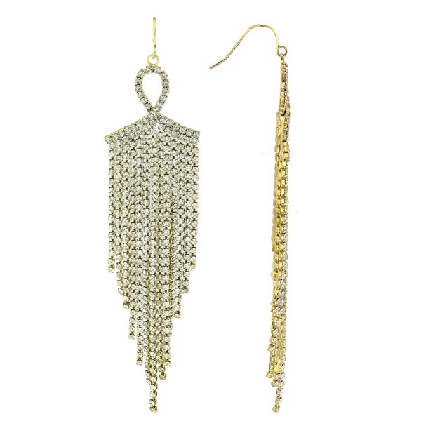Glitz & Glamorous Sparkling Clear Crystal Drop Gold-Toned Post Dangle Earrings