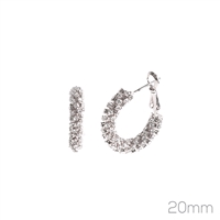 Crystal 20MM Silver Hoop Earrings