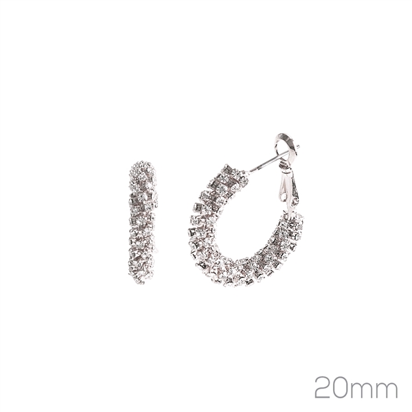 Crystal 20MM Silver Hoop Earrings