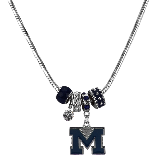 College Fashion Crystal University of Michigan Logo Charms Natalya Necklace