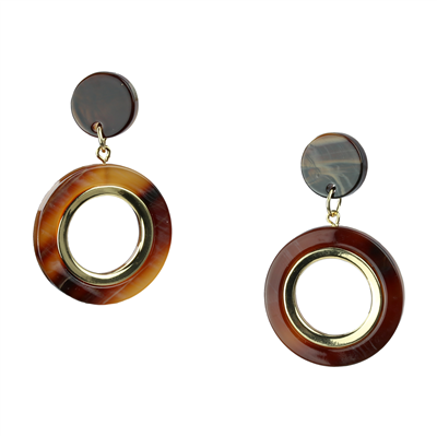 CIRCLE TORTOISE EARRINGS | GOLD TRIM