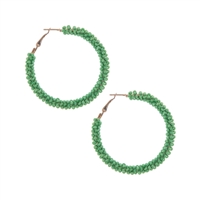 Green Beaded Hoop Earrings