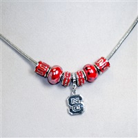 North Carolina State University Team Colored Charms Silver Logo Charm 20" Snake Chain Necklace