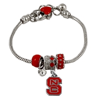 College Fashion Crystal North Carolina State University Logo Charms Betsy Bracelet