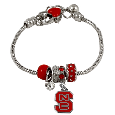 College Fashion Crystal North Carolina State University Logo Charms Betsy Bracelet