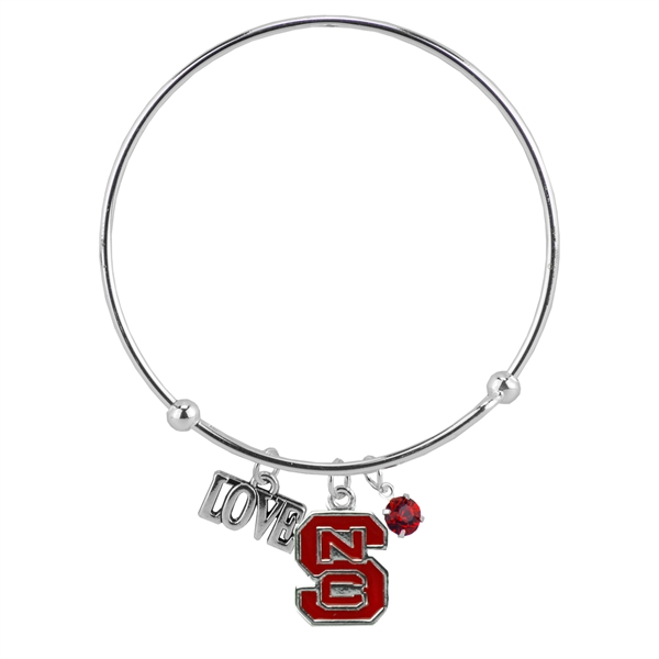 College Fashion Crystal North Carolina State University Logo Charm Tassel Beth Push Bangle Bracelet