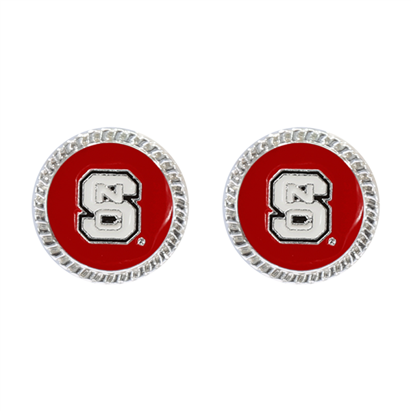 College Fashion North Carolina State University Logo Charm Stud Eudi Earrings