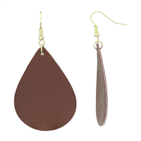 Soft & Lightweight Luscious Burgundy Faux Leather Teardrop Gold Fish Hook Earrings