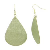 Soft & Lightweight Luscious Gold Faux Leather Teardrop Gold Fish Hook Earrings