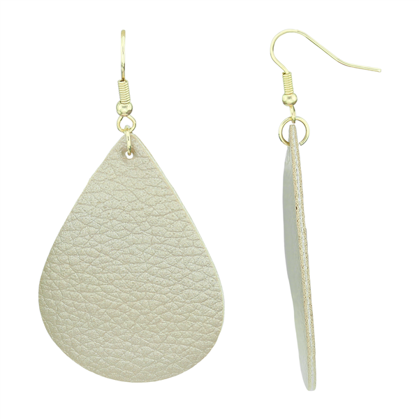 Soft & Lightweight Luscious Light Rose Gold Faux Leather Teardrop Gold Fish Hook Earrings