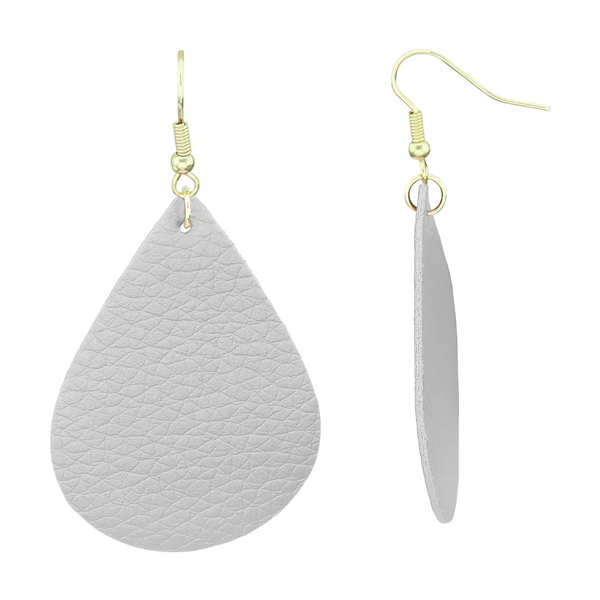 Soft & Lightweight Luscious Silver Faux Leather Teardrop Gold Fish Hook Earrings