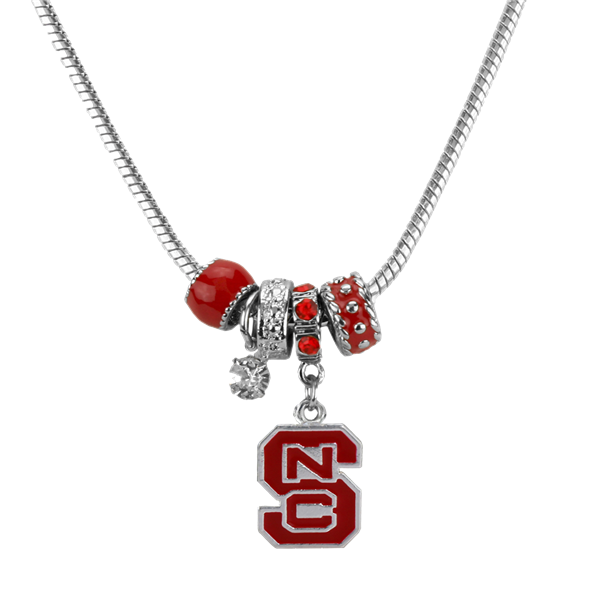 College Fashion Crystal North Carolina State University Wolfhead Logo Charms Natalya Necklace