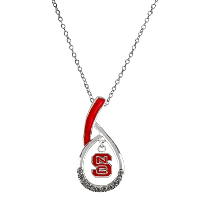 NC State Wolfpack NCAA Silver Rhinestone Necklace Licensed College Jewelry