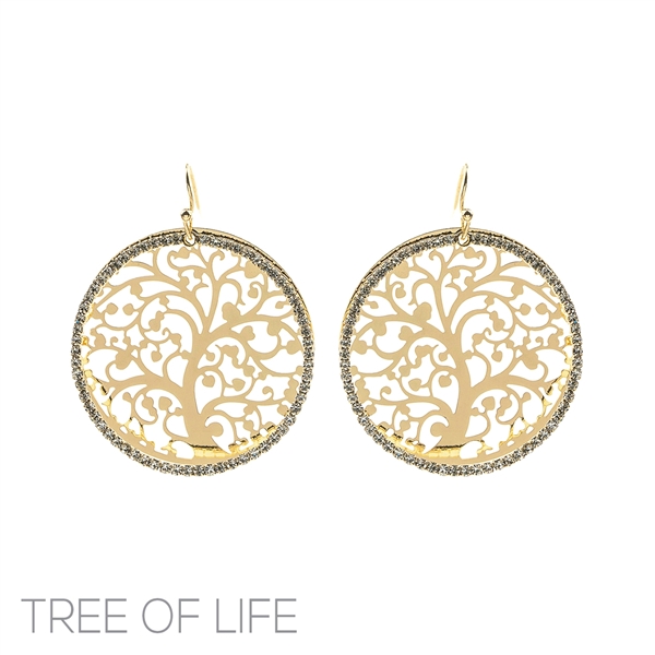 Crystal Tree of Life Round Earrings