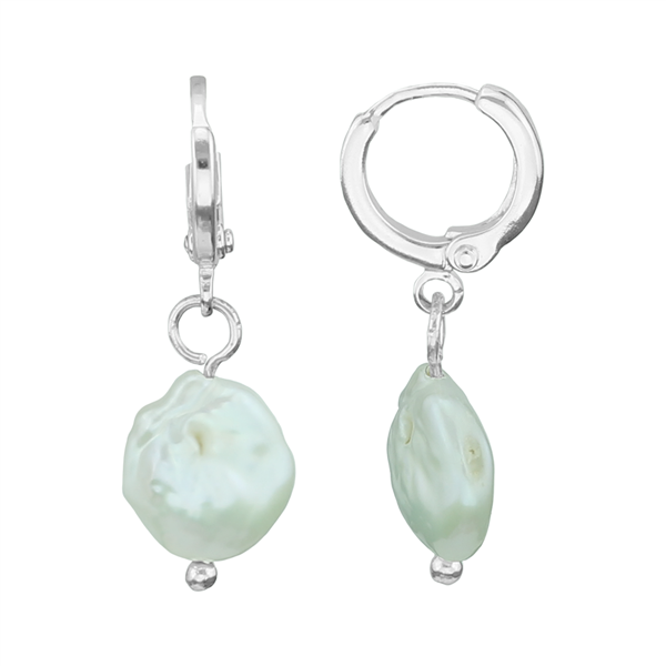 Beautiful, Elegant & Stylish Silver Iridescent Pearl Huggie Earrings