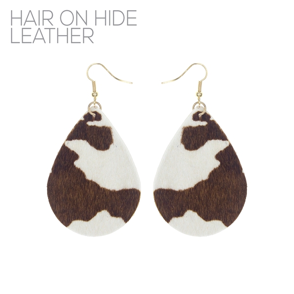 Brown & Ivory Animal Print Teardrop Earrings