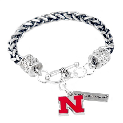 Nebraska Huskers Custom Silver Logo Bracelet Jewelry Charm