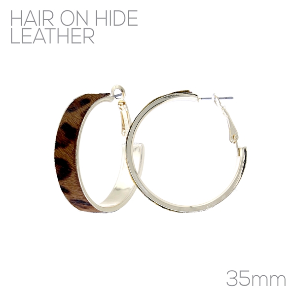 Brown & Black 35MM Leopard Hoop Earrings