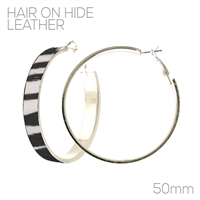 White & Black 50MM Zebra Hoop Earrings