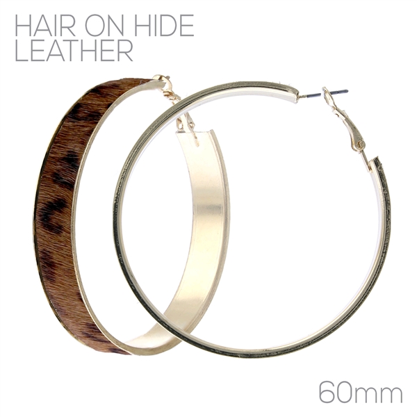 Brown & Black 60MM Leopard Hoop Earrings