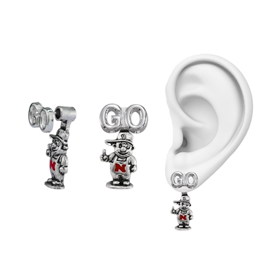 University of Nebraska Evie Mascot Stud Earrings