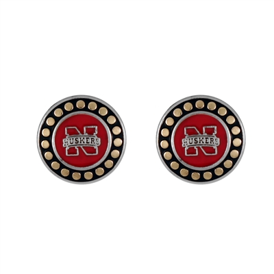 Round Pendant Earrings Nebraska Huskers