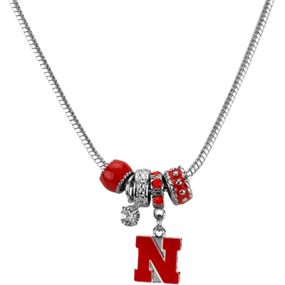 College Fashion Crystal University of Nebraska Logo Charms Natalya Necklace