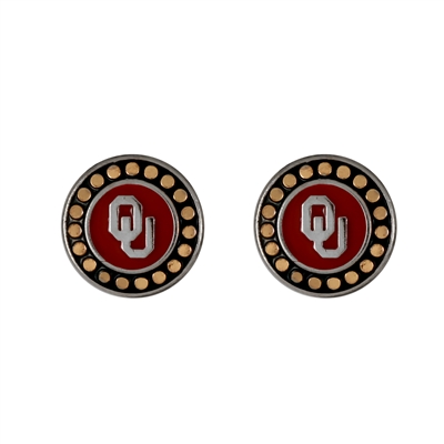 Round Pendant Earrings Oklahoma Sooner Nation