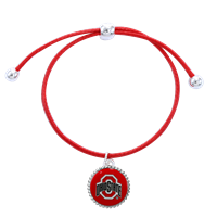 Ohio State University Team Colored Round Logo Charm Scarlet Red 8" Diameter Thin Nylon Slider Bracelet