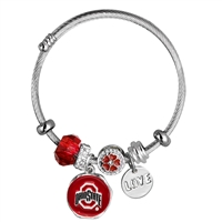 Ohio State University Team Colored Charms Logo Cable Bangle