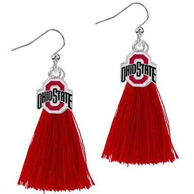 College Fashion Ohio State University Logo Charm Tassel Post Dangle Eambi Earrings