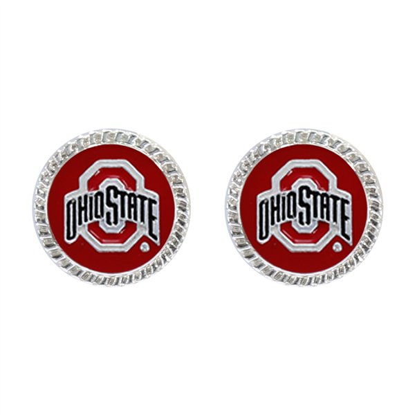 College Fashion Ohio State University Logo Charm Stud Earrings