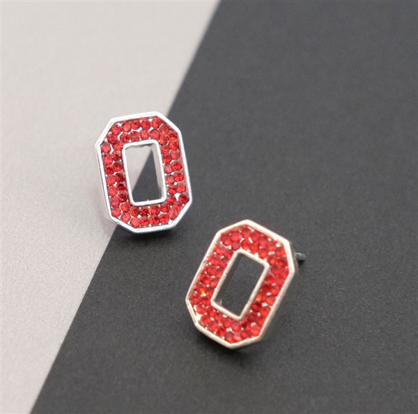 College Fashion Cubic Zirconia Crystal Ohio State University Logo Charm Stud Evermore Earrings