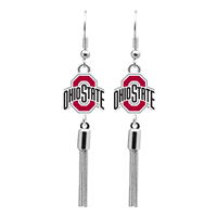 College Fashion Ohio State University Logo Charm Tassel Post Dangle Evanna Earrings