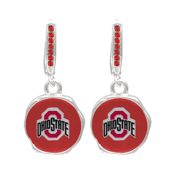 College Fashion Crystal Ohio State University Logo Charm Stud Dangle Etty Earrings