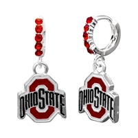 College Fashion Crystal Ohio State University Logo Charm Cuff Hoop Dangle Earrings