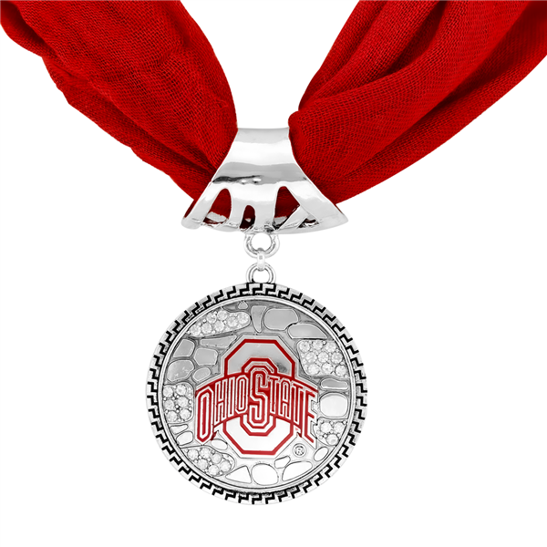 College Fashion Ohio State University Crystals Ornate Scarf Pendant Charm