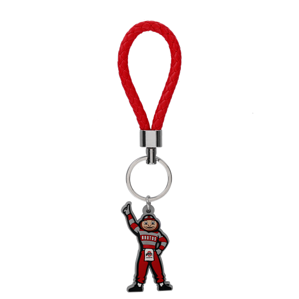 Ohio State University Team Colored Brutus Mascot Character Logo Rubber Charm Scarlet Red Slip-On Keychain