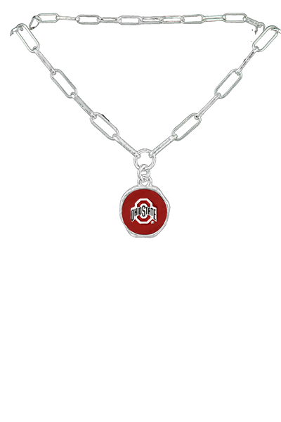 Collegiate Licensed Ohio State University Team Colored Logo Charm Double Link Chain Lobster Clasp Necklace