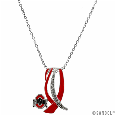 OSU Silver Rhinestone Necklace Licensed College Jewelry