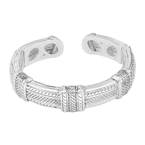 Stylish Silver Fashion Forward Open Cuff Bangle