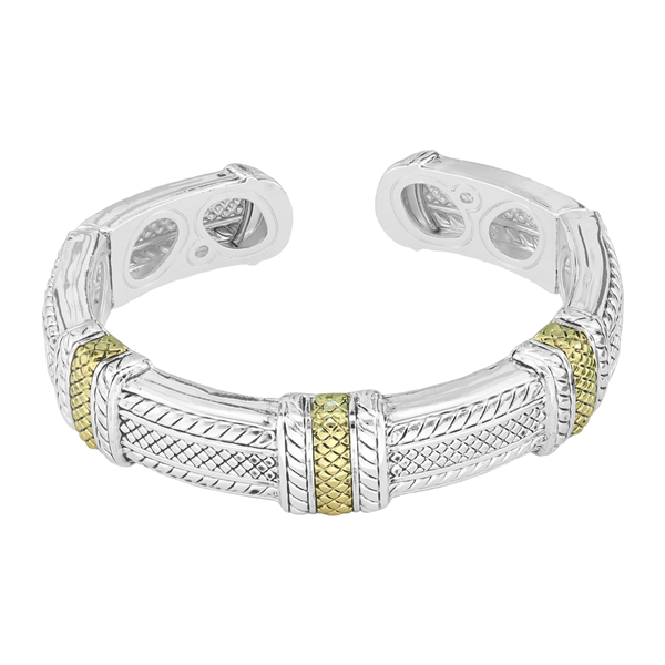 Stylish Two-Tone Fashion Forward Open Cuff Bangle