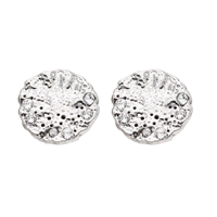 Luxury Fashion Precision-Cut Diamond Cubic Zirconia Crystal Hammered White Gold Earrings