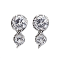 Luxury Fashion Precision-Cut Diamond Cubic Zirconia Crystal Infinity White Gold Earrings