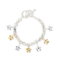 Fashion Two-Tone Star Charm Toggle Bracelet