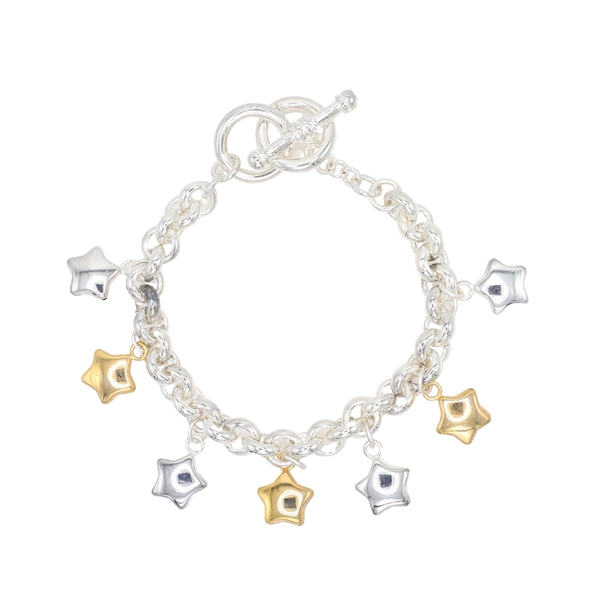 Fashion Two-Tone Star Charm Toggle Bracelet