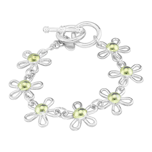 Flourishing Two-Tone linked Flower Toggle Clasp Bracelet