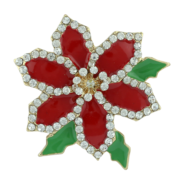 THE CRYSTAL POINSETTIA PIN BROOCH