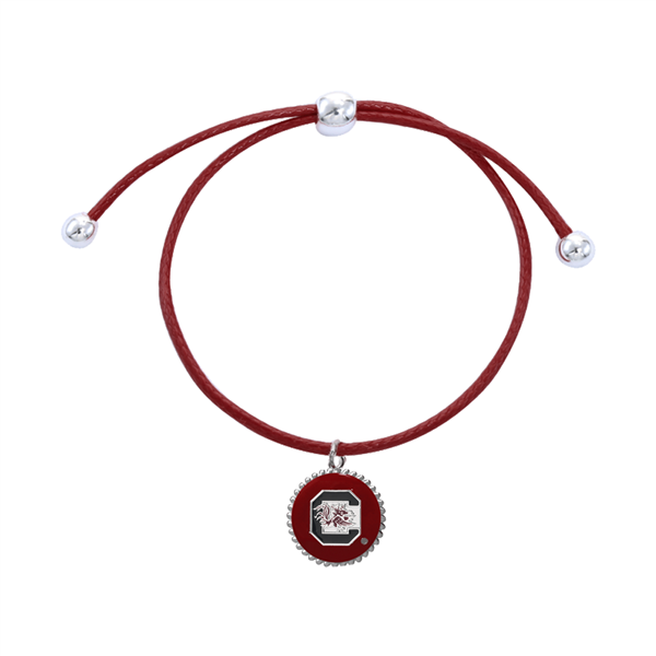 University of South Carolina Team Colored Round Logo Charm Burgundy 8" Diameter Thin Nylon Slider Bracelet